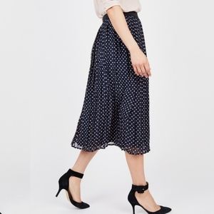 Ichi Elastic Pleated Dot Midi Skirt